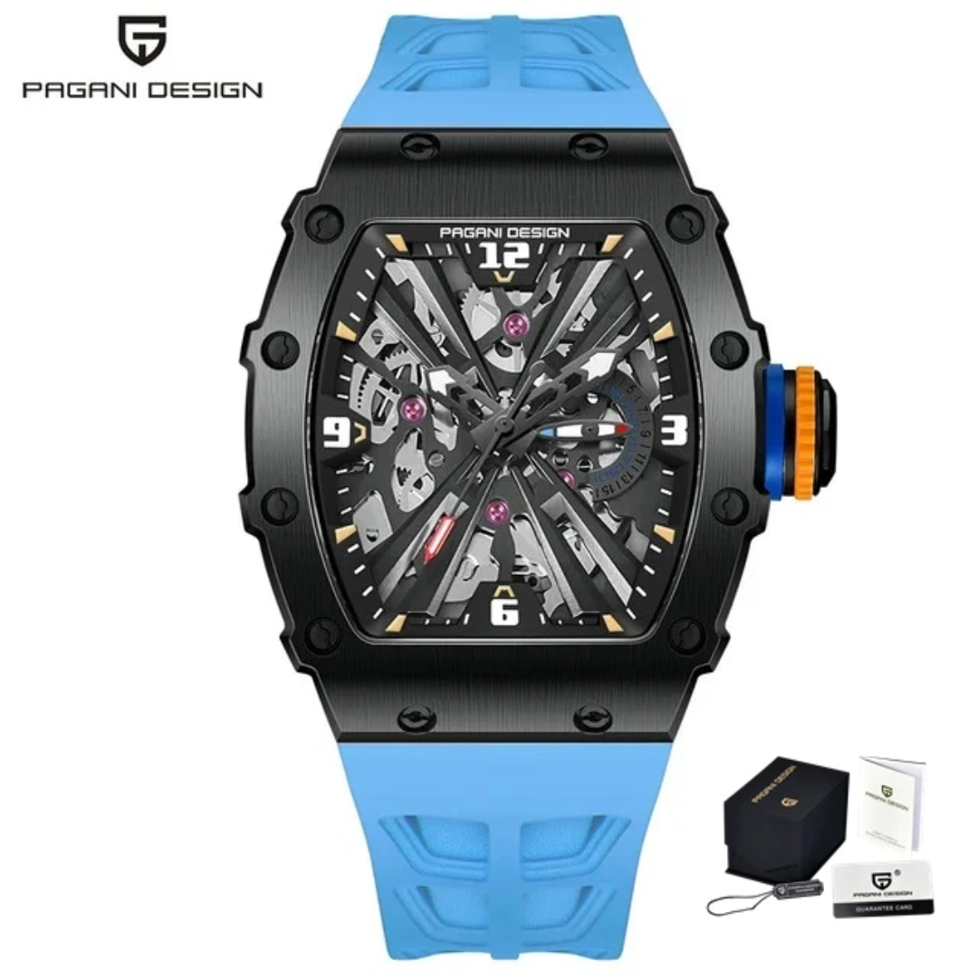 Pagani Design PD-1738 – Reloj de Cuarzo para Hombre | Caja Tonneau, Cristal Zafiro y Correa de Caucho
